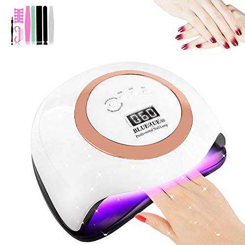 Xnuoyo 168W Nail Dryer Lamp, Professional UV LED Nail Dryer for Gel Polish with LED Display Smart Automatic Sensor Nail Dryer Timer Setting of 10s,30s,60s and 99s for Fingernail and Toenail (Blue)