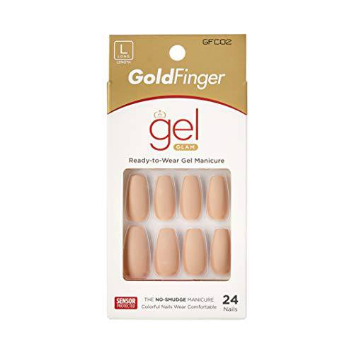 Gold Finger Full Cover Nails Gel Glam Ready to Wear Gel Manicure Long Nails