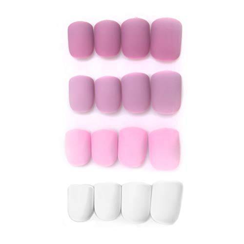 Laza 96 Pcs Colorful Fake Nails 4 Pack Lavender Violet Full Cover Square Short Matte Artificial Acrylic Nails - Pink Sunset