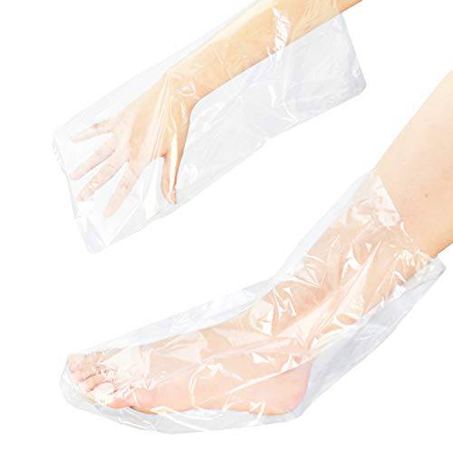 AMT 100 Counts Paraffin Wax Bags for Hands and Feet, Plastic Paraffin Wax Refills Liners, Refill Socks and Gloves Paraffin Bath Mitts Covers for Therabath Wax Treatment Paraffin Wax Machine Therapy