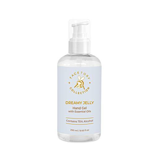 FaceTory Dreamy Jelly Hand Sanitizer Gel with Essential Oils for Clean and Soft Hands - Tea Tree Leaf Oil and Lemongrass Oil with Moisturizing Agents, 250ml/ 8.45 fl oz
