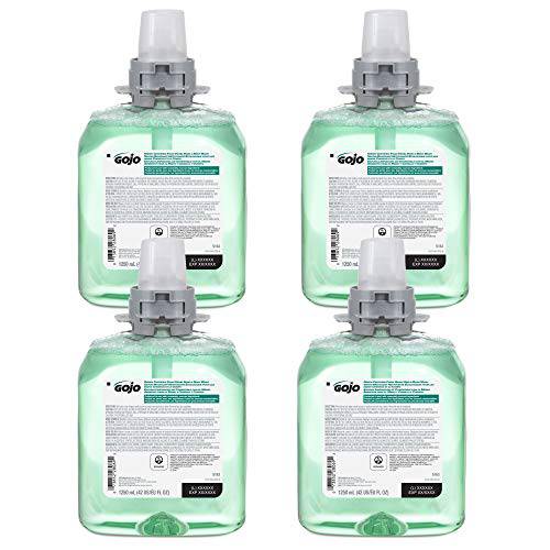 GOJO Green Certified Foam Hand, Hair & Body Wash, Cucumber Melon Scent, 1250 mL Refill for GOJO FMX-12 Push-Style Dispenser (Pack of 4) - 5163-04