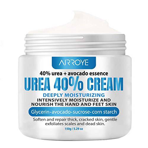AirroYE Urea Cream 40 percent for Feet Maximum Strength, Best Callus Remover For Feet, Knees& Elbows, Natural Moisturizes Nourishes Softens Dry, Rough, Cracked, Dead Skin-5.29 oz.