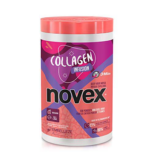 NOVEX Value Size Deep Conditioning Hair Masks infused with Natural Ingredients Collagen Infusion Hair Mask for Stronger Thicker and Shinier Hair (1kg/35oz)