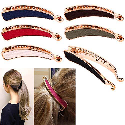 Luckycivia 6 PACK Women Classic Banana Hair Clip, Ponytail Holder Grips Clamp Accessory, Simple Retro Hair Barrettes for Women and Girls
