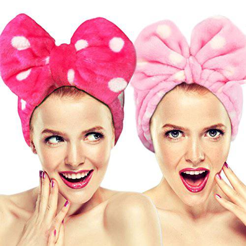 Hairizone Cosmetics Hair Band for Washing Face Shower Spa Headband Adjustable Elastic Bowknot Hairband for Girls (Blue)