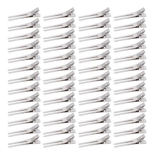 Hedume 300 Pack Double Prong Clips, Hairdressing Curl Setting Section Hair Clips, 1.8’’ Metal Clips for Hair Salon, Barber, DIY, Styling