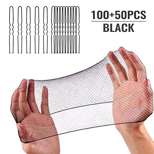 Hair Net 100 Pcs, Smilco 20 Inches Hair Nets Elasticity Invisible Elastic Mesh for Food Service, Ballet Bun, Sleeping, Women and Wig (100 , Black)