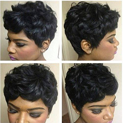 VCK Black Short Curly Human Hair Wigs Pixie Cut Wigs for Black Women Short Wigs Human Hair Natural Fashion Wigs