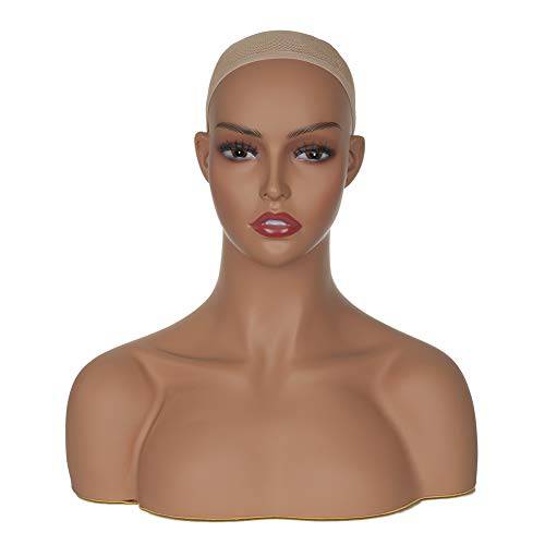 JINGFA Mannequin Head With Shoulder Display Manikin Head Bust for Wigs,Makeup,Beauty Accessories