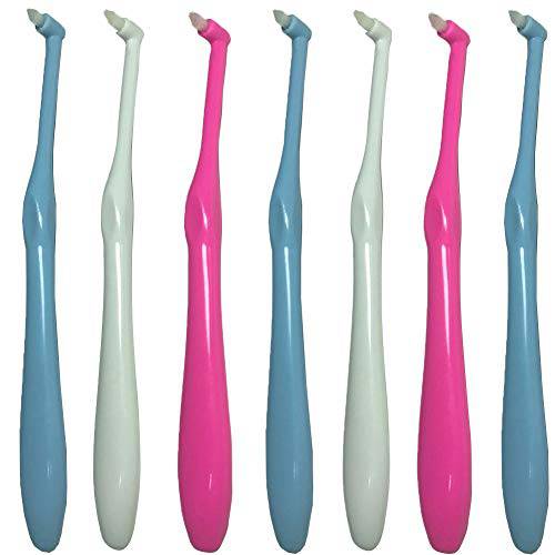 Boyizupha 7 Pcs End Tuft Tapered Trim Toothbrush,Single Compact Interspace Brush,Medium(Color Random)