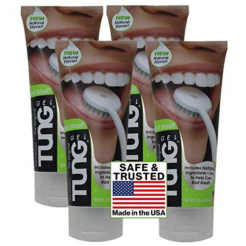 Peak Essentials | Tongue Scraper | Mint Blast - Natural TUNG Gel | Tongue Cleaner | Odor Eliminator | Fight Bad Breath | Fresh Mint | BPA Free | Made in America (4 PACK)
