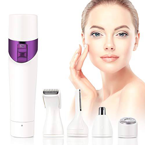 Veru ETERNITY Bikini Trimmer for Women, Painless 4 in 1 Facial Hair Removal for Women with Bikini Trimmer, Nose Hair Trimmer, Eyebrow Trimmer, Body Shaver-USB Charger