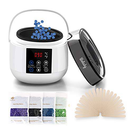 Wolady Wax Warmer, Electric Wax Warmer for Hair Removal High-end Digital Wax Heater Kit with 4 Bags Wax Beans, Wax Applicator Sticks for Face, Body, Arms, Legs (Black)
