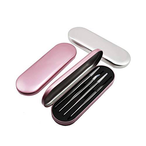 2 Pcs Eyelash Extension Tweezers Storage Case Professional Travel Small Box Portable Tin Holder Container for Tweezer, Pink and Silver (Tweezer Cases-Pink+Silver)