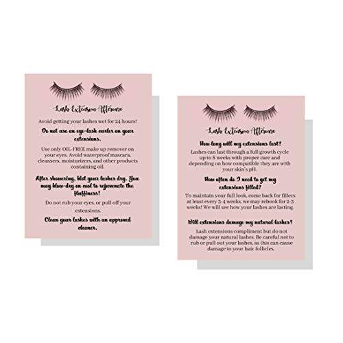 Lash Extension After Care Instruction Cards for Clients | Post Card Size 4.25 x 5.5 inches | 30 Pack