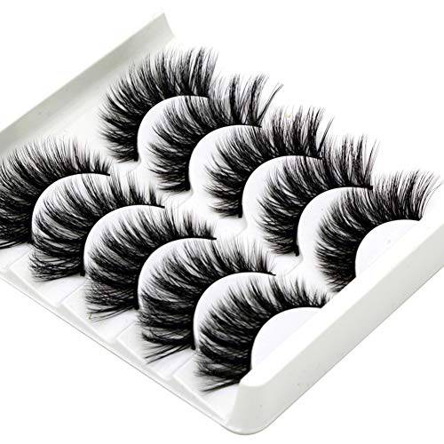 Lucoss Faux Mink Lashes,5 Pairs Fluffy Fales Eyelashes Long Dramatic Fluffy Thick Volume Faux Mink Lashes 3D Mink Lashes Reusable (A2)