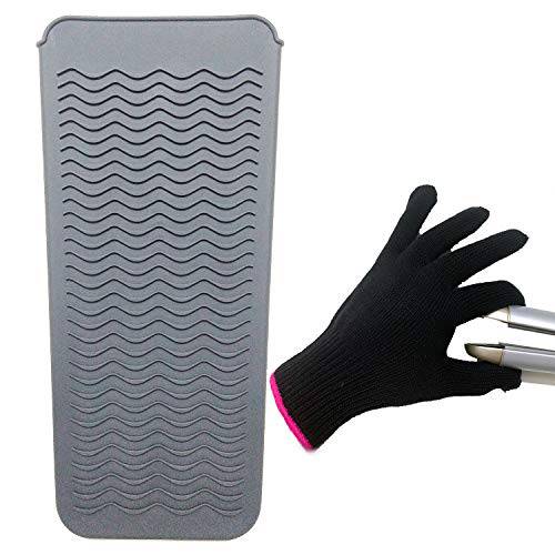 Heat Resistant Silicone Mat Pouch, Lessmon Hair Styling Tools for Curling Irons, Hair Straightener, Flat Irons, Length 11.5 & Width 6 Inches, Food Grade Silicone, Black
