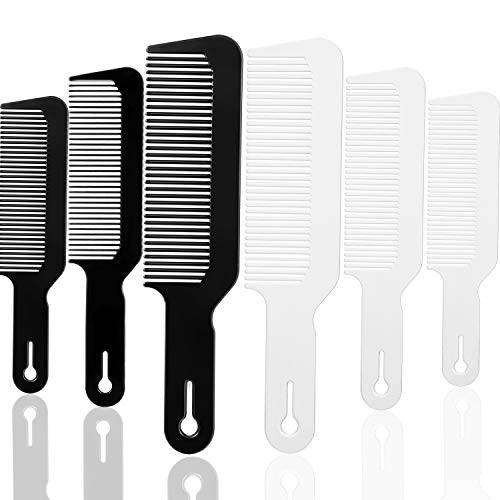 6 Pieces Clipper Combs, Flat Top Combs Barber Combs Barber Blending Comb Hairdressing Combs Hair Cutting Combs for Clipper-cuts and Flattops (Black, White)