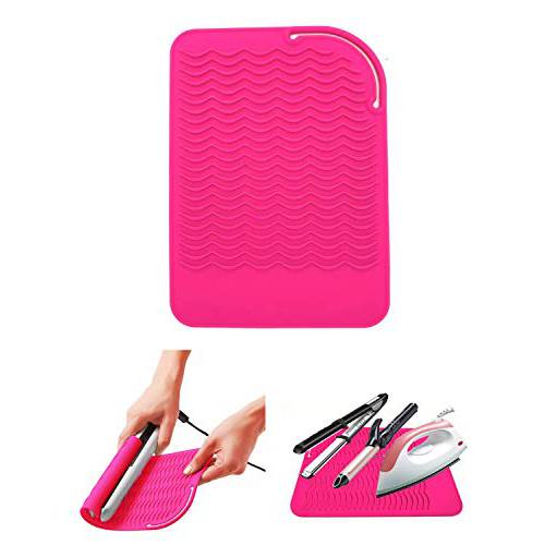 Heat Resistant Mat for Curling Iron, Flat Irons and Hair Straightener Hair Styling Tools 9 x 6.5, Food Grade Silicone, Pink