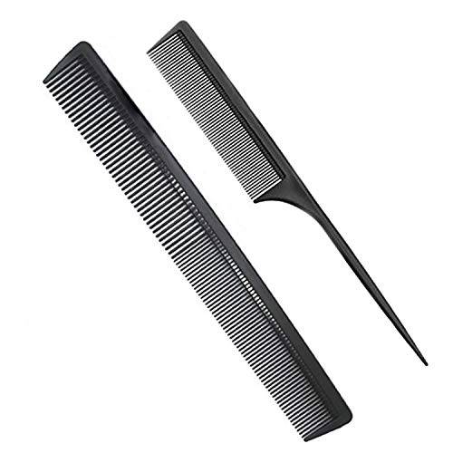 Professional Teasing Comb, Fine and Wide Tooth Hair Barber Comb, Black Carbon Fiber Cutting Comb, Styling Comb, Hairdressing Comb For All Hair Types