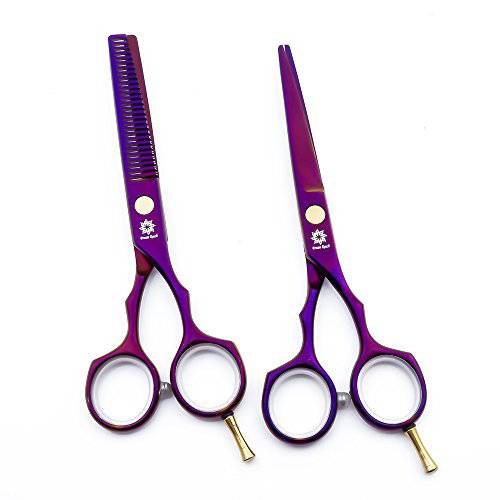 Dream Reach Professional 6 inches Hair Cutting Scissors Barber Scissors Kit Hair Thinning Shears Set -Japanese 440C Stainless Steel Hairdressing Scissors with Fine Adjustment Screw (violet)