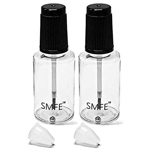 SMFE 20ml Plastic Empty Refillable Nail Polish Touch Up Bottle with Mixing Marble, Conservation and Brush Top, Pack of 2