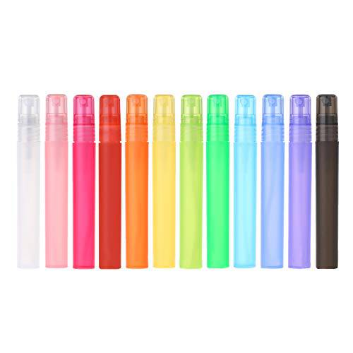YUFENG 12pcs Mix-colorful Frosted Plastic Tube Empty Refillable Perfume Bottles Spray for Travel and Gift