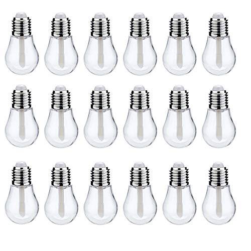 RONRONS 20 Pieces Funny Light Bulb Shaped Lips Balm Tube, Small Empty Refillable Lips Gloss Bottles, DIY Cosmetics Lipstick Containers with Silver Cap, Travel Makeup Sample Holder,6ML