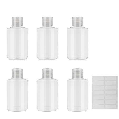 INNOLIFE 48 Pack Plastic Bottles with Flip Top Cap, 2oz 60ml Small Plastic Squeeze Bottles Refillable Travel Size Bottles for Toiletries and Lotions, Empty Cosmetic Containers- 56pcs Labels