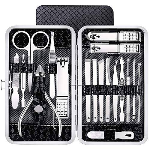 Manicure Set Nail Clippers Pedicure Kit - Stainless Steel Manicure Kit, Professional Grooming Kit, Nail Care Tools with Luxurious Travel Case (18 Grooming Kits)