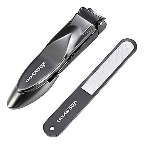 Jaceyon Nail Clippers with Catcher, Profession Anti Splash Fingernail and Toenail Clippers, No-Mes Clipper Nail Cutter for Men Women, Stainless Steel Nail Trimmer