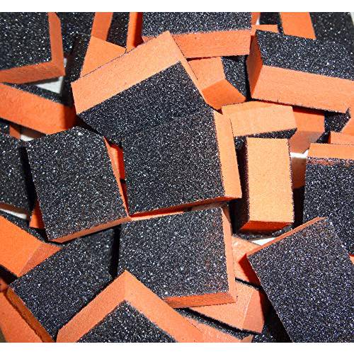 PrettyClaw | 40pc Disposable Nail Buffer Blocks 80/80 Black Grit Orange Buffing Blocks Nail Sanding Block 2 Sided Mini Nail Buffing Squares