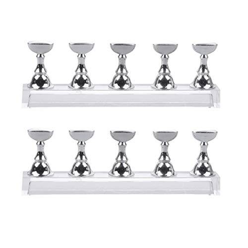 Beaupretty 2pcs Finger Practice Display Stands Acrylic Nail Tips Stand Holders Fingernail Training Stands for DIY Craft Art Salon Household(Silver)