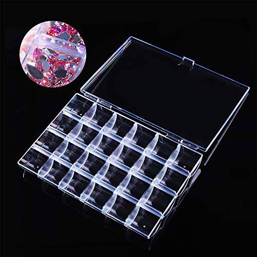 BornBeauty 24 Slots Empty Clear Nail Art Decoration Storage Box Nail Glitter Rhinestone Crystal Accessories Container Storage Box