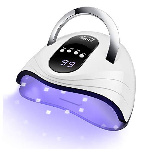 Sunrich UV Gel Nail Lamp 120W LED Nail Light Fast Nail Dryer for Gel Polish Curing with 4 Timers Portable Handle Large Space Automatic Sensor (White)
