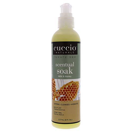 Cuccio Naturale Scentual Soak - Creamy, Liquid Wash For Mani-Pedi - No Parabens - Soften, Cleanse And Hydrate Skin - Anti-Aging Solution - Use On Hands, Body And Feet - Milk And Honey - 8 Oz