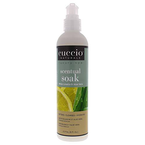 Cuccio Naturale Scentual Soak - Creamy, Liquid Wash For Mani-Pedi - No Parabens - Soften, Cleanse, Hydrate Skin - Anti-Aging Solution - Use On Hands, Body And Feet - White Limetta And Aloe Vera - 8 Oz
