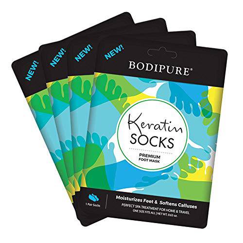 4 Pack Keratin Socks Premium Foot Mask by Bodipure