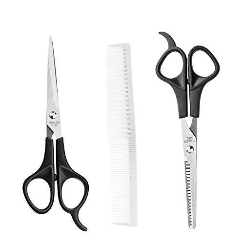 Hair Scissors Razor Barber Personal Hairdressing Hair Cutting Scissors Thinning Shear Scissors and White Comb 3 Pieces