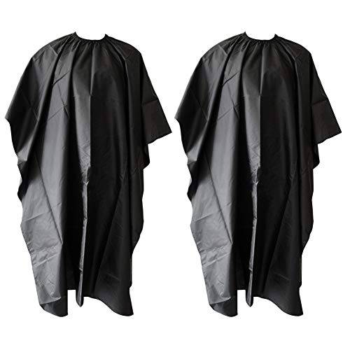 AUEAR, 2 Pack Barbers Nylon Cape Hair Cut Hairdressing Salon Cape Gown Waterproof Hairdressing Apron Black