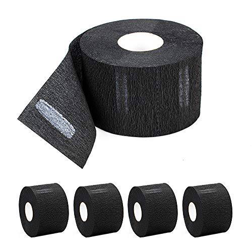 Disposable Paper Barber Neck Strips - 5 Rolls 500 Strips Black Professional Stretchy Paper Neck Band for Salon Haircut Styling
