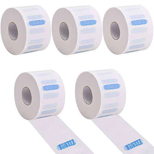 Noverlife 5 Rolls Disposable Barber Paper Neck Strips, Hairdressing Stretchy Wrap & Neck Paper Tissue Roll for Salon Haircut Styling Spa Massage Makeup - White