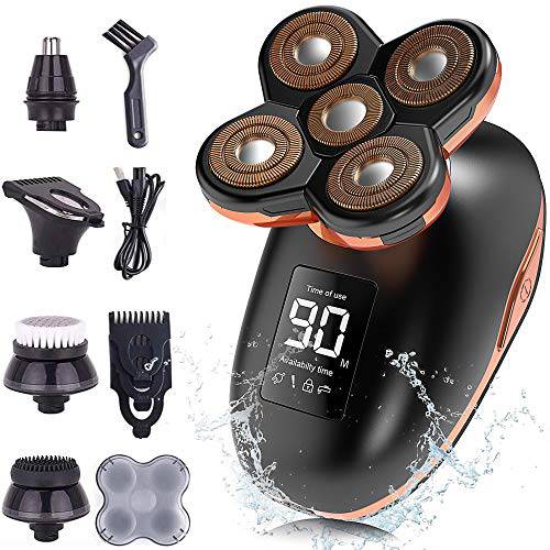 Electric Shaver for Men, Dee Banna 5D 5 in 1 Head Shavers for Bald Men Rotary Shavers Beard Trimmer Grooming Kit Wet Dry, LED Display USB Rechargeable, Cordless Waterproof Electric Shaver