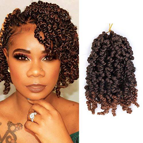 3 Packs Short Curly Pre-twisted Spring Twist Crochet Braids Synthetic Crochet Hair Extensions 8 Inch 18 Strands/Pack Bob Spring Twists Hair Braids Fluffy Curly Twist Braiding Hair (T1B/30)