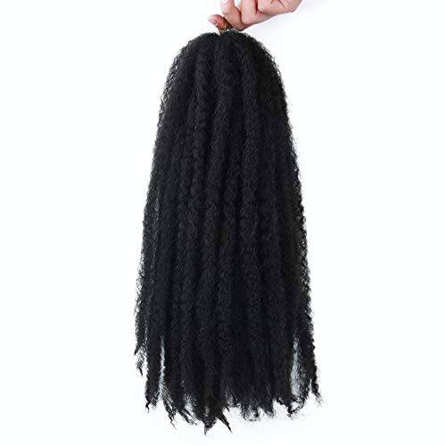 4 Packs Marley Hair Afro Kinky Curly Crochet Hair 18 Inch Long Marley Twist Braiding Hair Synthetic Marley Braids Hair Extensions for Women(1B)