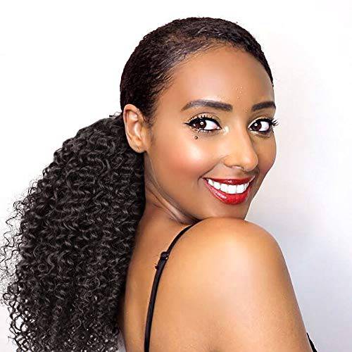 Vigorous Curly Ponytail Extension for Women Brown Color Drawstring Ponytail Curly for African Women Short Afro Kinky Ponytail Extension.(4) ((2))
