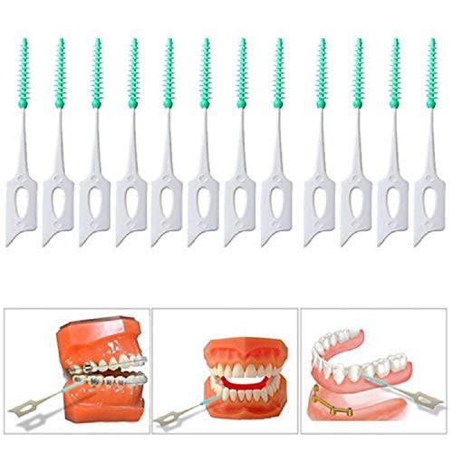 Chironal 40 Pcs/2 Box Portable Soft Plastic Dental Floss Picks Gingival Interdental Brush Toothpick Toothbrush Floss Dental Pick Tooth Tool
