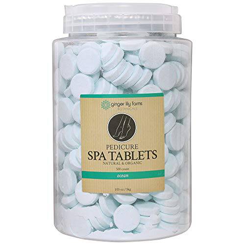 Ginger Lily Farms Botanicals Pedicure Spa Tablets, Natural & Organic, Replenishes Moisture, Softens & Conditions Skin, Ocean Scent, 105 Ounces, 500-Count