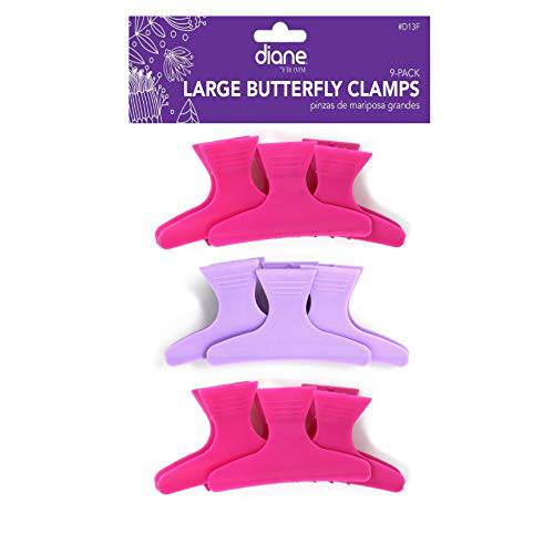 Diane Large Frosty Butterfly Clips, 9/bag,Assorted, 9 Count (Pack of 1)